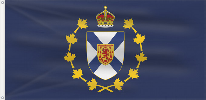 Drapeau, avec deux œillets métalliques et guindant renforcé : Lieutenant-Governor of Nova Scotia	Lieutenant Governor of Nova Scotia	Lieutenant-gouverneur de Nouvelle-Écosse	Teniente Gobernador de Nueva Escocia	Lieutenant Governor von Nova Scotia	Luogotenente Governatore della Nuova Scozia