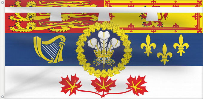 Drapeau, avec deux œillets métalliques et guindant renforcé : Personal Flag of the Prince of Wales for use in Canada