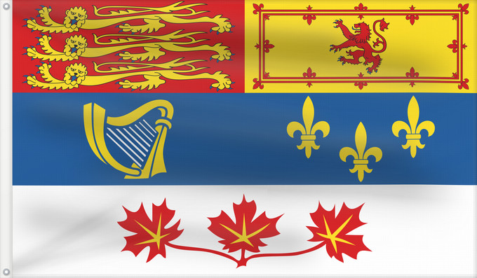Drapeau, avec deux œillets métalliques et guindant renforcé : Royal Standard of Canada	Étendard royal du Canada	Estandarte Real de Canadá	Königsstandarte von Kanada	Stendardo Reale del Canada