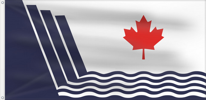 Drapeau, avec deux œillets métalliques et guindant renforcé : Scarborough, Ontario	En Scarborough, Ontario, drawn in