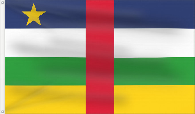 Flag, with two metal eyelets and reinforced hoist: Central African Republic The proportions of this flag are 3 2; however République centrafricaine República Centroafricana Zentralafrikanischen Republik Repubblica Centrafricana Centraal-Afrikaanse Republiek علم جمهورية أفريقيا الوسطى Af den Central Afrika