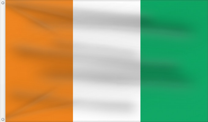 Bandera, con dos ojales metálicos y lado del asta reforzado: Côte d'Ivoire
