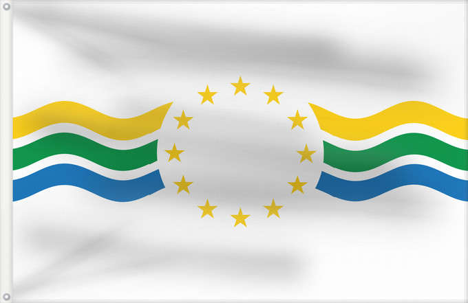 Bandera, con dos ojales metálicos y lado del asta reforzado: Los Ríos, Chile	Los Ríos Region, Chile	Région de Los Ríos, Chili	XIV Región de Los Ríos, Chile	Regione di Los Ríos, Cile