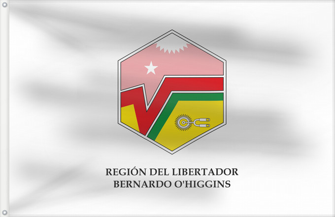 Flag, with two metal eyelets and reinforced hoist: O Higgins Region, Chile O'Higgins Region Région O'Higgins VI Región del Libertador General Bernardo O Higgins O'Higgins-Region Regione O'Higgins