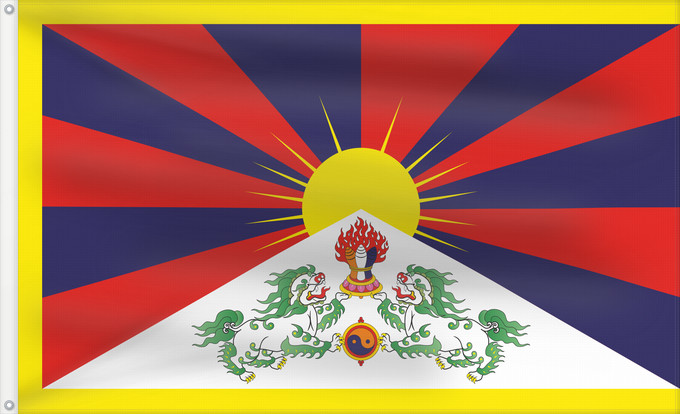 Drapeau, avec deux œillets métalliques et guindant renforcé : Tibet