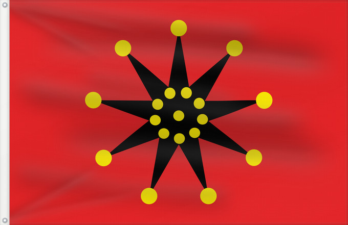 Flagge, mit zwei Metallösen und verstärktem Besatzband: Chinese-army Wuhan flag  1911-1928  19 dots	The banner of the Wuchang uprising  zh 武昌起义  of October 10, 1911, subsequently used as the flag of the army of the Republic of China