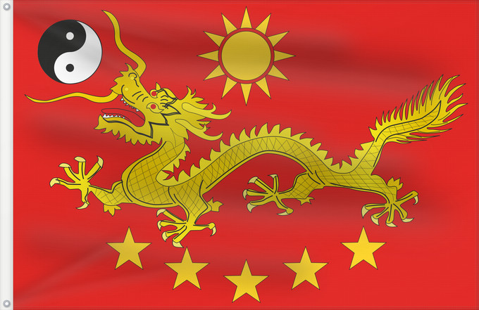 Flagge, mit zwei Metallösen und verstärktem Besatzband: New Chinese Imperial	A new flag for China