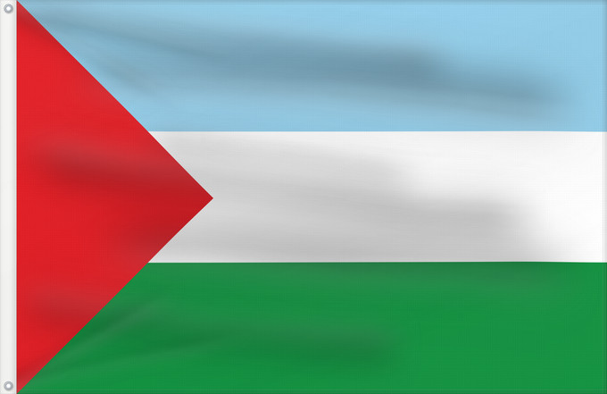 Flagge, mit zwei Metallösen und verstärktem Besatzband: Bello Antioquia Bello (Antioquia) Municipio de Bello Antoquia