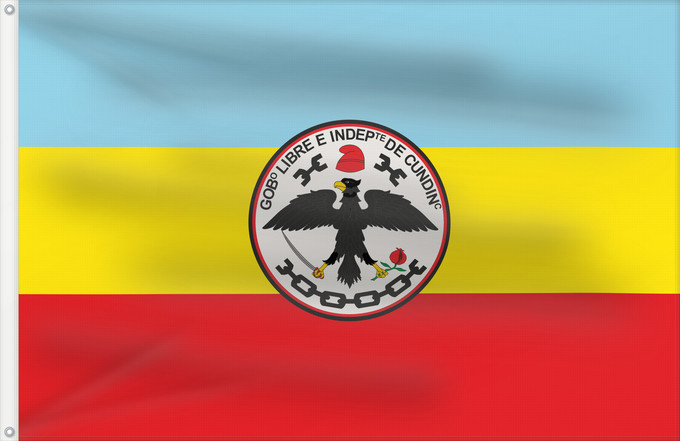 Flagge, mit zwei Metallösen und verstärktem Besatzband: Cundinamarca	Cundinamarca department, Colombia	Departamento de Cundinamarca, Colombia