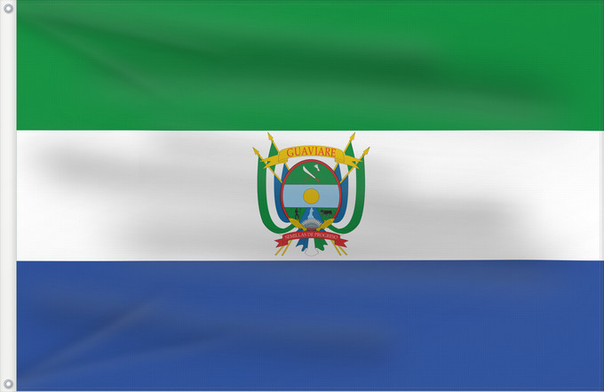 Flagge, mit zwei Metallösen und verstärktem Besatzband: Guaviare	Colombian Guaviare Department	Department colombien de Guaviare	Guaviare, Colombia	Kolombianischen Departamentos Guaviare	Het Colombiaanse departement Guaviare