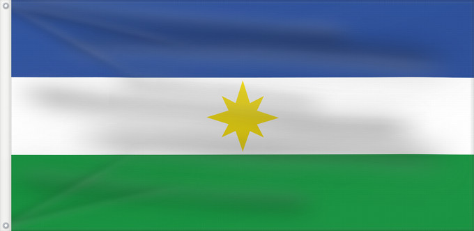 Bandera, con dos ojales metálicos y lado del asta reforzado: La Estrella