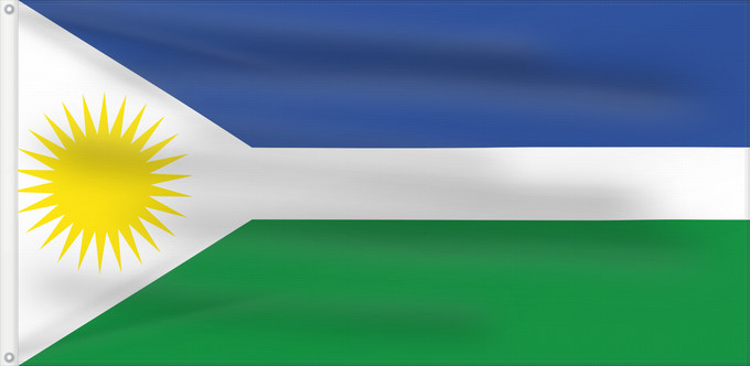 Flagge, mit zwei Metallösen und verstärktem Besatzband: Miraflores  Guaviare	Miraflores (Guaviare)	Municipio de Miraflores  Guavaire