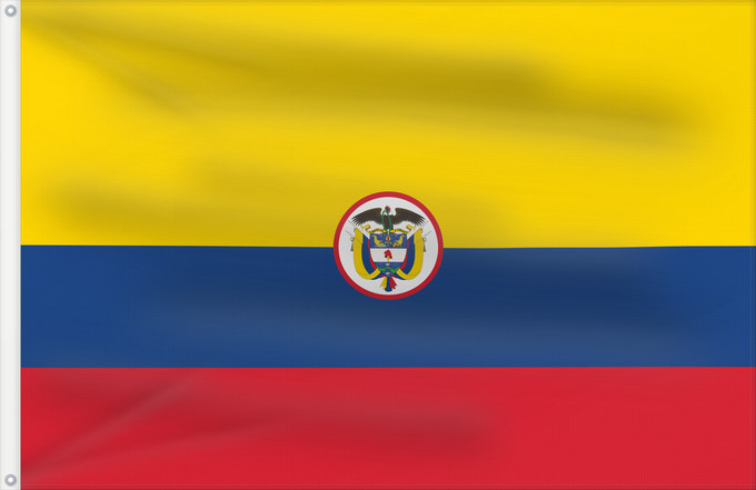Flag, with two metal eyelets and reinforced hoist: Naval Ensign of Colombia