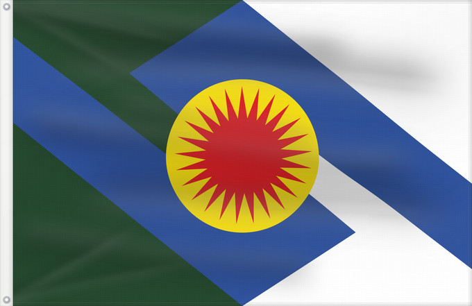 Flagge, mit zwei Metallösen und verstärktem Besatzband: Puerto Inírida  Guainía	Puerto Inírida	Municipio de Puerto Inírida  Guainía