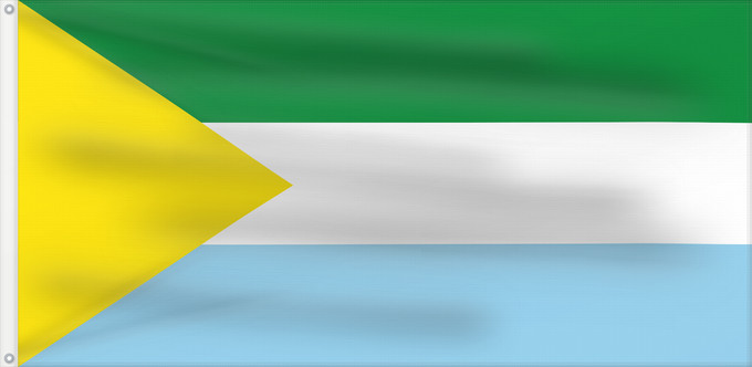 Flagge, mit zwei Metallösen und verstärktem Besatzband: San Vicente de Caguán  Caquetá	San Vicente de Caguán	Municipio de San Vicente del Caguán  Caquetá