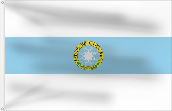 Bandera, con dos ojales metálicos y lado del asta reforzado: Costa Rica  1840-1842	Costa Rica (1840-1842)	Costa Rica 1840-1842, by User Fornax