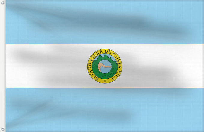 Bandera, con dos ojales metálicos y lado del asta reforzado: Costa Rica  1842-1848	Costa Rica (1842-1848)	Costa Rica 1842-1848, by User Kookaburra and User Fornax