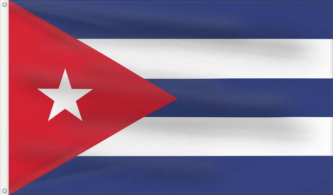 Flag, with two metal eyelets and reinforced hoist: Cuba	Kuba	علم كوبا	Banniel Cuba	Kubo	پرچم کوبا	Kiba	Флаг Кубы	Kube	Kubas	Прапор Куби	Quốc kỳ Cuba	​古巴国旗