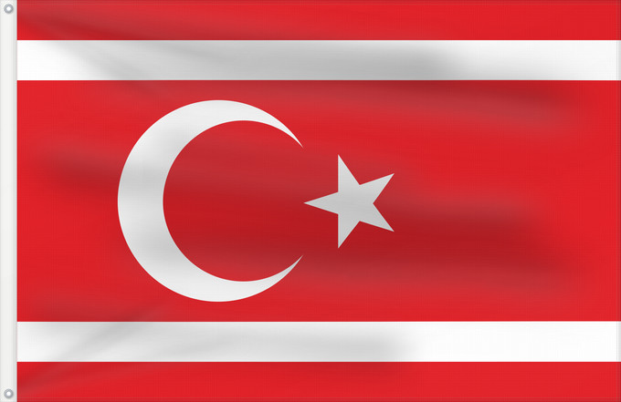 Bandera, con dos ojales metálicos y lado del asta reforzado: Turkish Republic of Northern Cyprus  1983	Reported flag of the Turkish Republic of Northern Cyprus from 1983 to 1984	République turque de Chypre du Nord (1983-1984) (rapporté)	República Turca del Norte de Chipre (1983-1984) (reportado)	Türkische Republik 