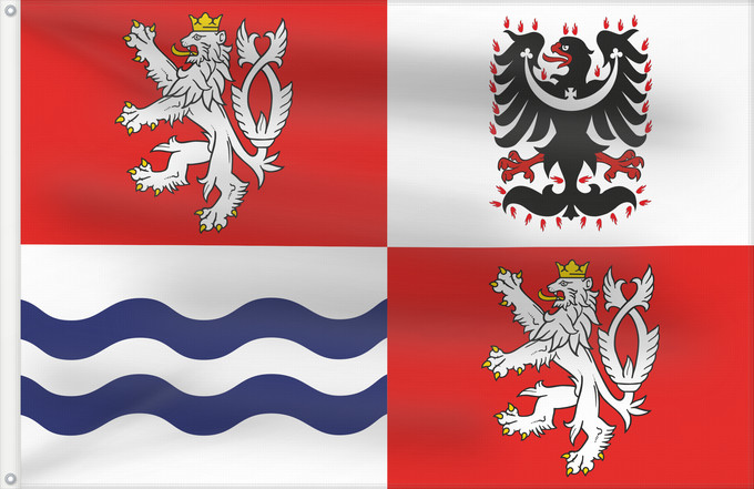 Bandera, con dos ojales metálicos y lado del asta reforzado: Central Bohemian Region Région de Bohême centrale Región de Bohemia Central Mittelböhmische Region