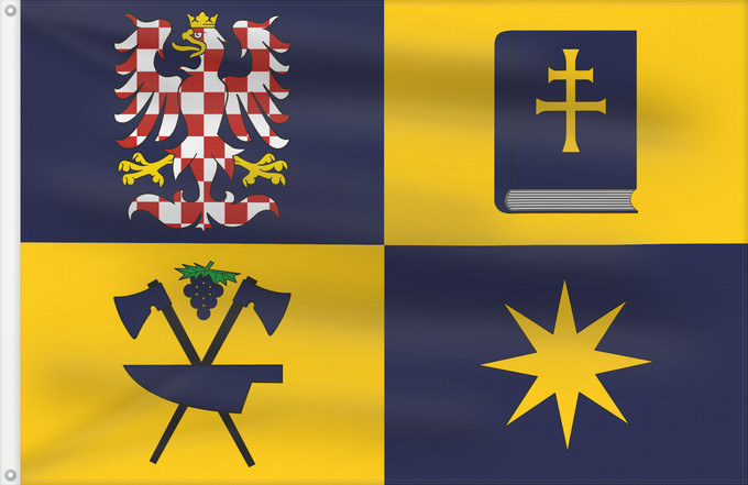 Bandera, con dos ojales metálicos y lado del asta reforzado: Zlin Region	Zlín Region	Région de Zlín	Región de Zlín	Region Zlín