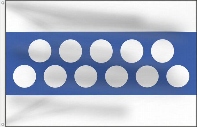 Bandera, con dos ojales metálicos y lado del asta reforzado: Broumy	Broumy municipality	Broumy, okres Beroun