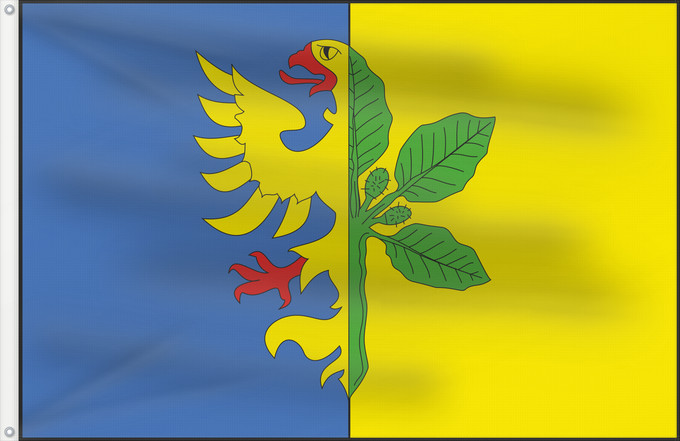 Bandera, con dos ojales metálicos y lado del asta reforzado: Bukovec Gminy Bukowiec, Powiat Frydek-Mistek Bukovec okres Frýdek-Místek