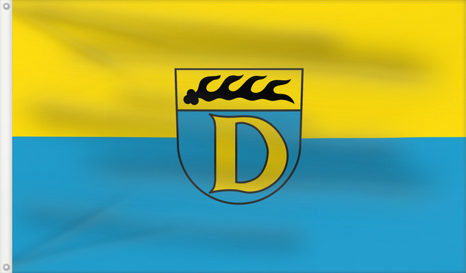 Bandera, con dos ojales metálicos y lado del asta reforzado: Dettingen unter Teck (Region Stuttgart)