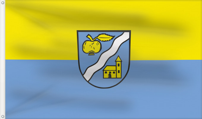 Flagge, mit zwei Metallösen und verstärktem Besatzband: Langenbrettach (Nördliches Baden-Württemberg)