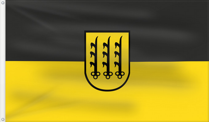 Flagge, mit zwei Metallösen und verstärktem Besatzband: Crailsheim (Nördliches Baden-Württemberg)