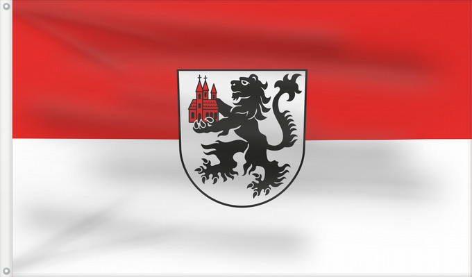 Bandera, con dos ojales metálicos y lado del asta reforzado: Kirchberg an der Jagst (Nördliches Baden-Württemberg)