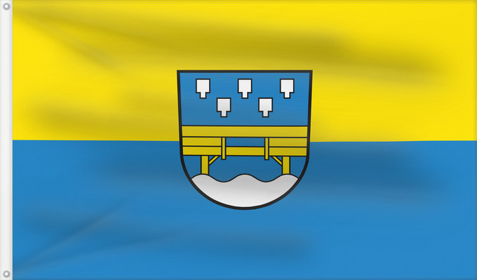 Flagge, mit zwei Metallösen und verstärktem Besatzband: Sulzbach-Laufen (Nördliches Baden-Württemberg)