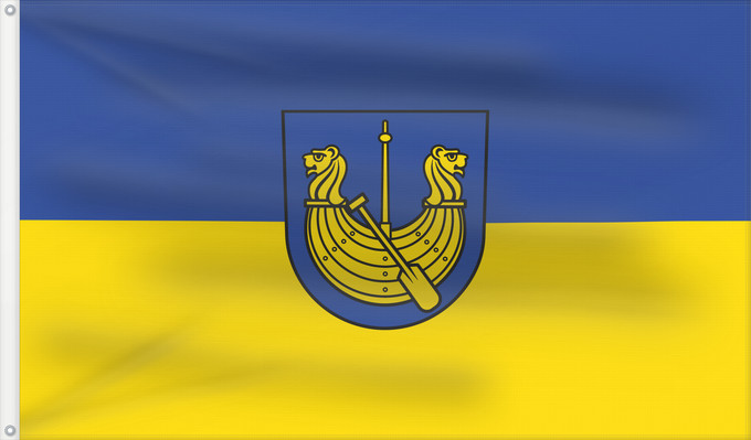 Bandiera, con due occhielli metallici e lato dell'asta rinforzato: Untermünkheim (Nördliches Baden-Württemberg)