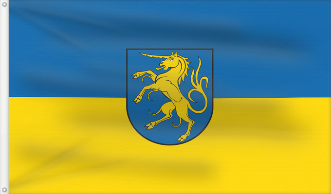 Flagge, mit zwei Metallösen und verstärktem Besatzband: Giengen an der Brenz (Schwäbische Alb)