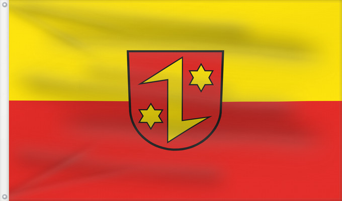 Bandera, con dos ojales metálicos y lado del asta reforzado: Dettingen an der Erms (Schwäbische Alb)