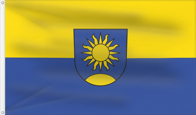 Bandera, con dos ojales metálicos y lado del asta reforzado: Sonnenbühl (Schwäbische Alb)