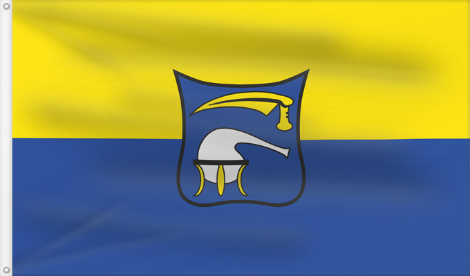 Bandera, con dos ojales metálicos y lado del asta reforzado: Burgkirchen a.d.Alz (Inn-Salzach)