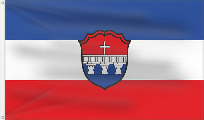 Bandera, con dos ojales metálicos y lado del asta reforzado: Garching a.d.Alz (Inn-Salzach)