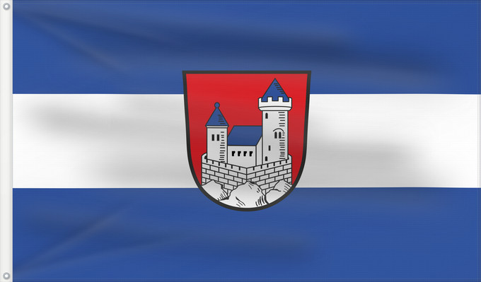 Bandera, con dos ojales metálicos y lado del asta reforzado: Dollnstein, M (Naturpark Altmühltal)