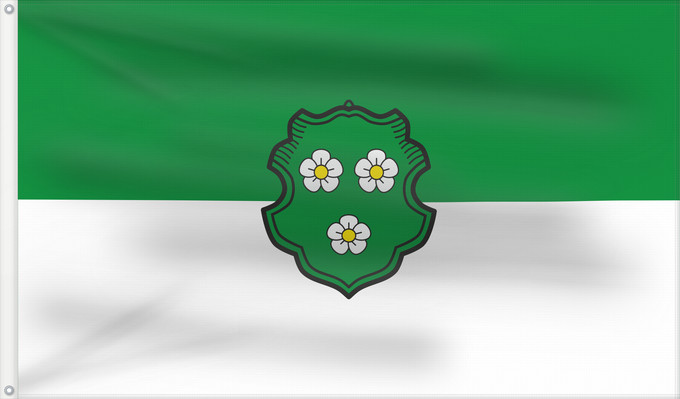 Bandera, con dos ojales metálicos y lado del asta reforzado: Au i.d.Hallertau, M (Münchener Umland)