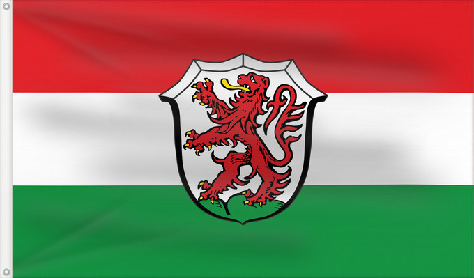 Bandera, con dos ojales metálicos y lado del asta reforzado: Kaufering, M (Ammersee-Lech)