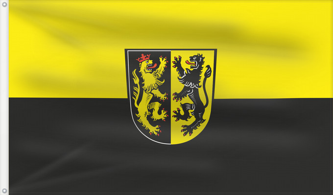 Bandera, con dos ojales metálicos y lado del asta reforzado: Mühldorf a.Inn (Kreis)