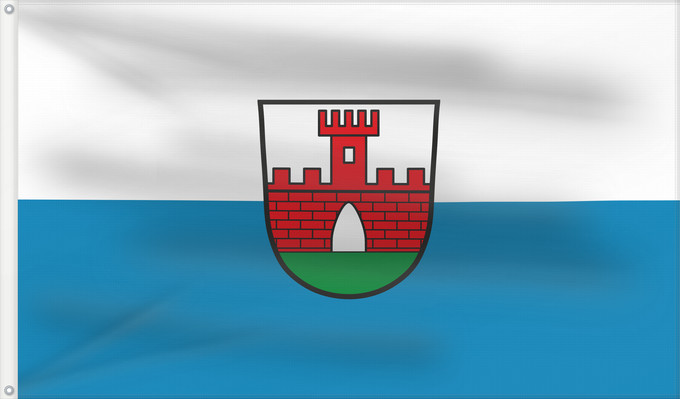 Bandera, con dos ojales metálicos y lado del asta reforzado: Burgheim, M (Oberbayerns Städte)