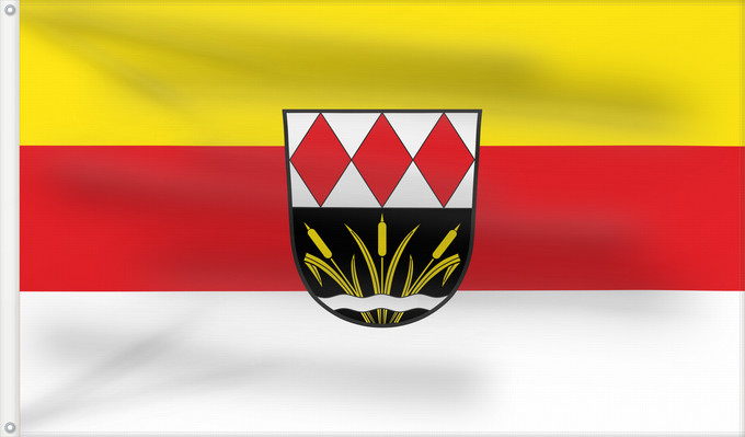 Bandera, con dos ojales metálicos y lado del asta reforzado: Karlshuld (Oberbayerns Städte)