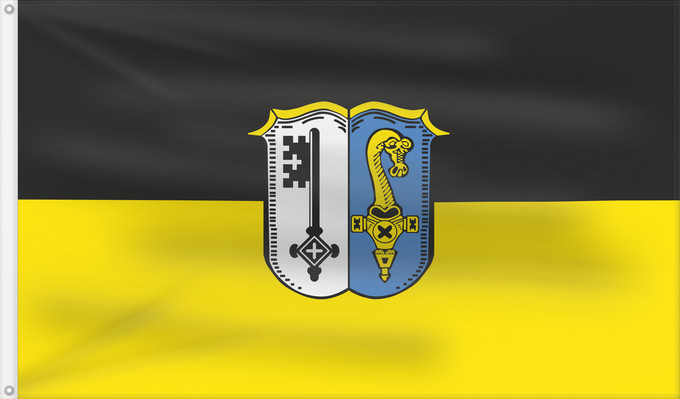 Bandera, con dos ojales metálicos y lado del asta reforzado: Manching, M (Oberbayerns Städte)