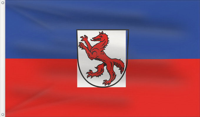 Bandera, con dos ojales metálicos y lado del asta reforzado: Vohburg a.d.Donau, St (Oberbayerns Städte)