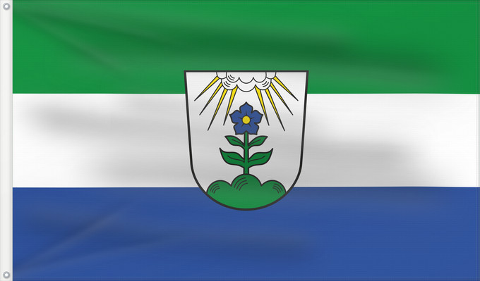 Bandera, con dos ojales metálicos y lado del asta reforzado: Hengersberg, M (Bayerischer Wald)