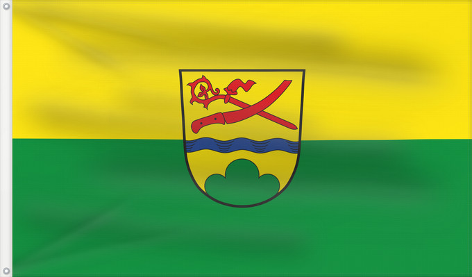 Bandera, con dos ojales metálicos y lado del asta reforzado: Niederalteich (Bayerischer Wald)