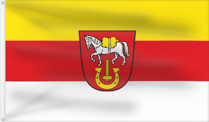 Bandera, con dos ojales metálicos y lado del asta reforzado: Hinterschmiding (Bayerischer Wald)