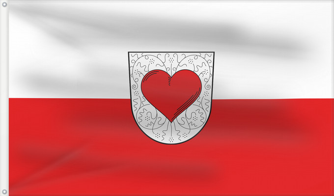 Bandera, con dos ojales metálicos y lado del asta reforzado: Röhrnbach, M (Bayerischer Wald)